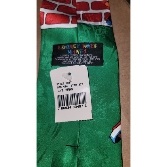 Vtg Cartoon Christmas Neck Tie Looney Tunes Lot Taz Daffy Tweedy Bugs‎ Sylvester - Picture 6 of 12